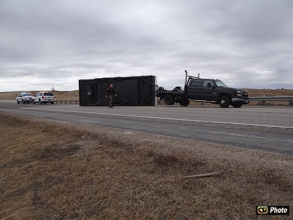 Wind tips trailer April 2, 2015 Hwy 281 Truck Bypass - CSi Photo